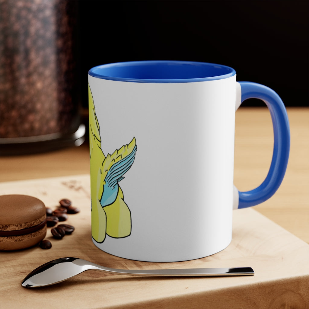 Ductil 11oz Accent Mug featuring a white ceramic body with a colored interior and handle, perfect for personalized designs.