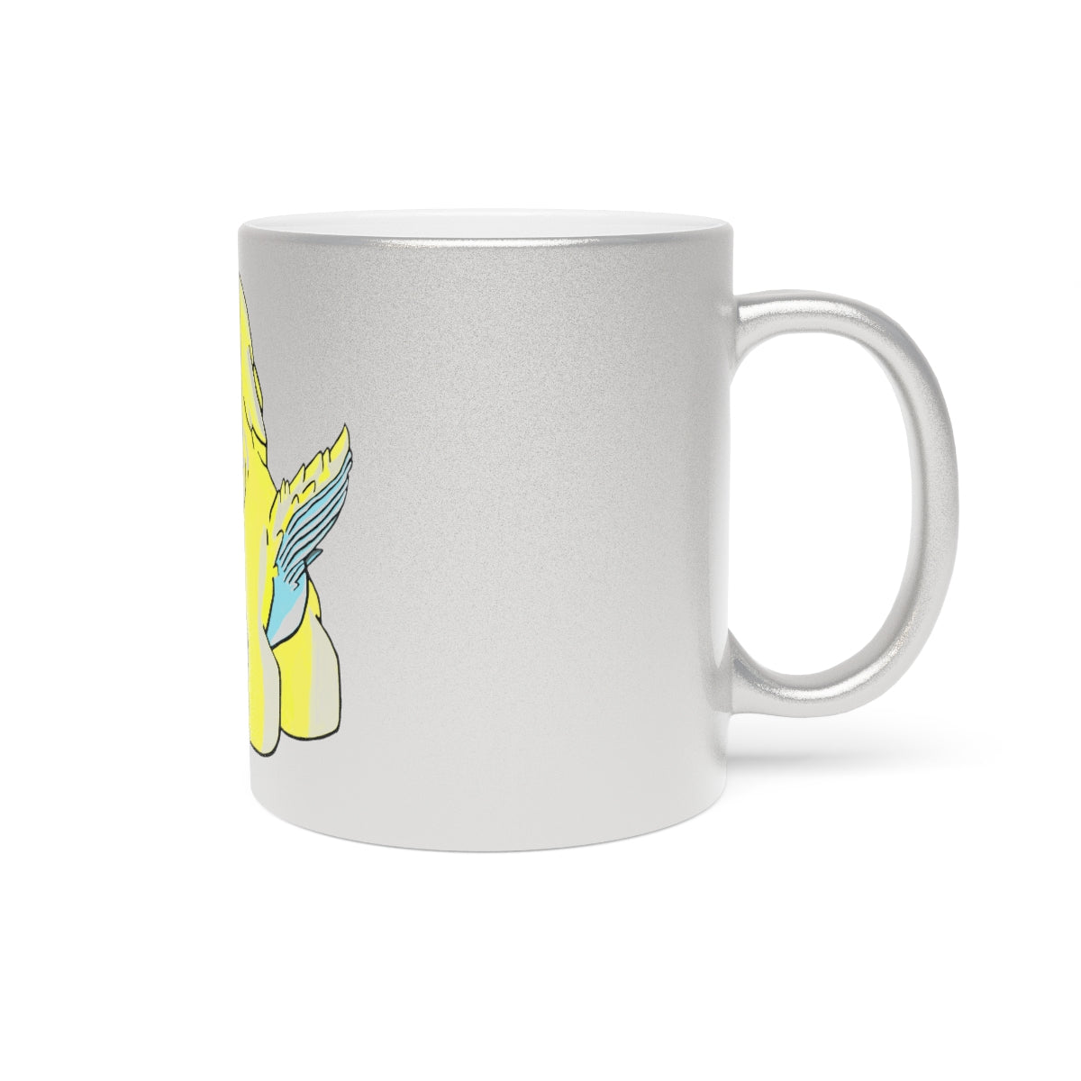 Ductil Metallic Mug in Gold and Silver finishes, showcasing personalized designs and a comfortable C-handle.