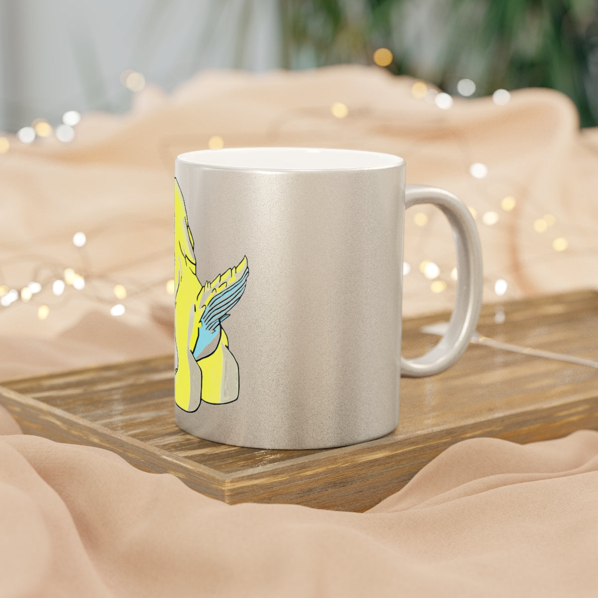 Ductil Metallic Mug in Gold and Silver finishes, showcasing personalized designs and a comfortable C-handle.