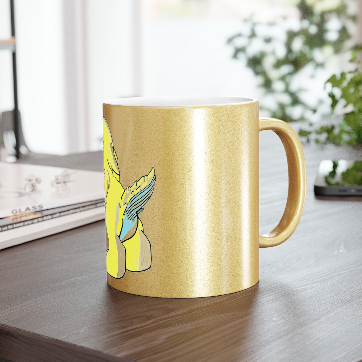 Ductil Metallic Mug in Gold and Silver finishes, showcasing personalized designs and a comfortable C-handle.