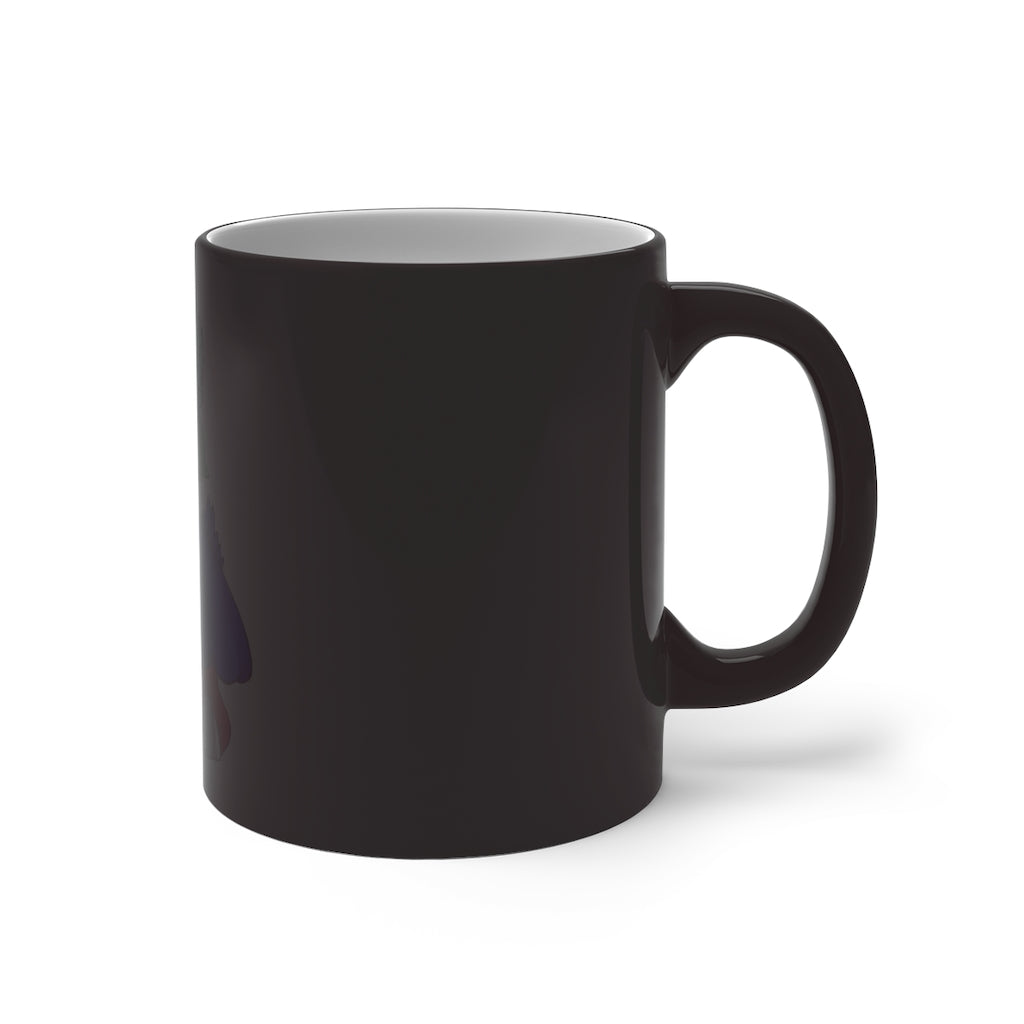 Duldi Color Changing Mug showcasing vibrant colors when filled with hot beverage, featuring a rounded design and C-handle.