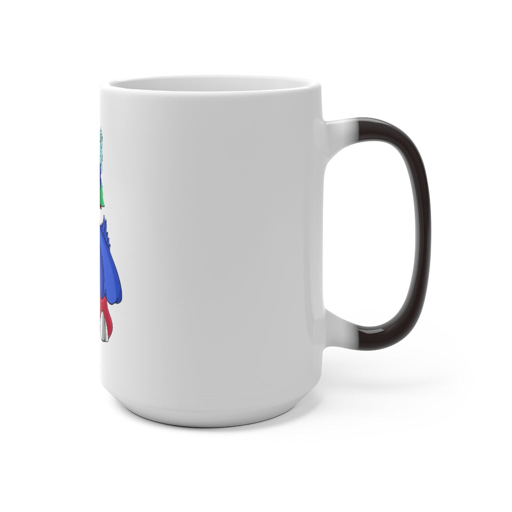 Duldi Color Changing Mug showcasing vibrant colors when filled with hot beverage, featuring a rounded design and C-handle.