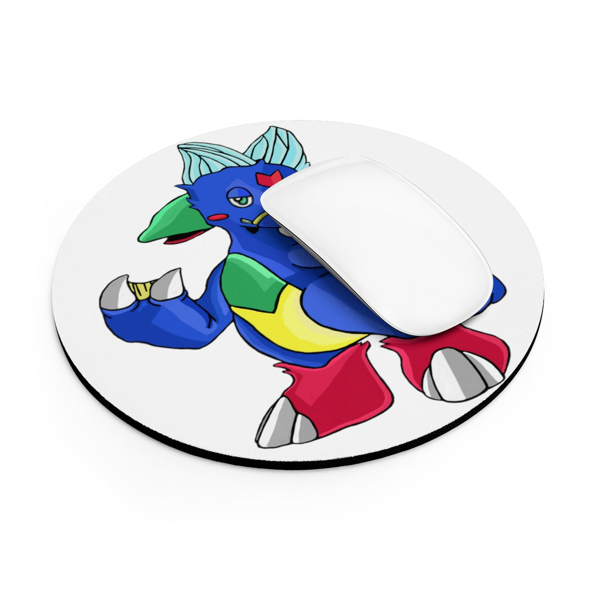 Duldi Mouse Pad in round and rectangular shapes with vibrant colors and non-slip rubber bottom.