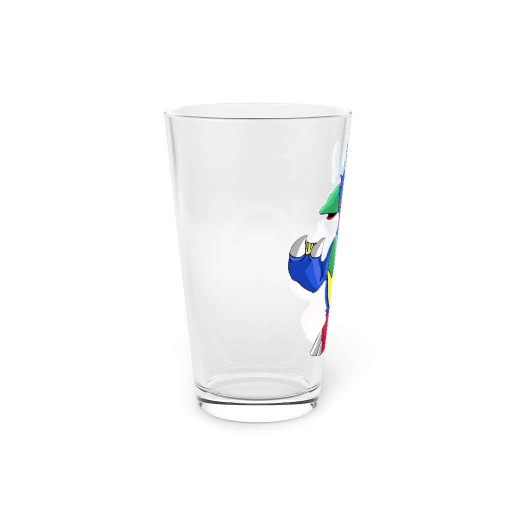 Duldi Pint Glass, 16oz, clear glass with custom printed design options, perfect for beverages.