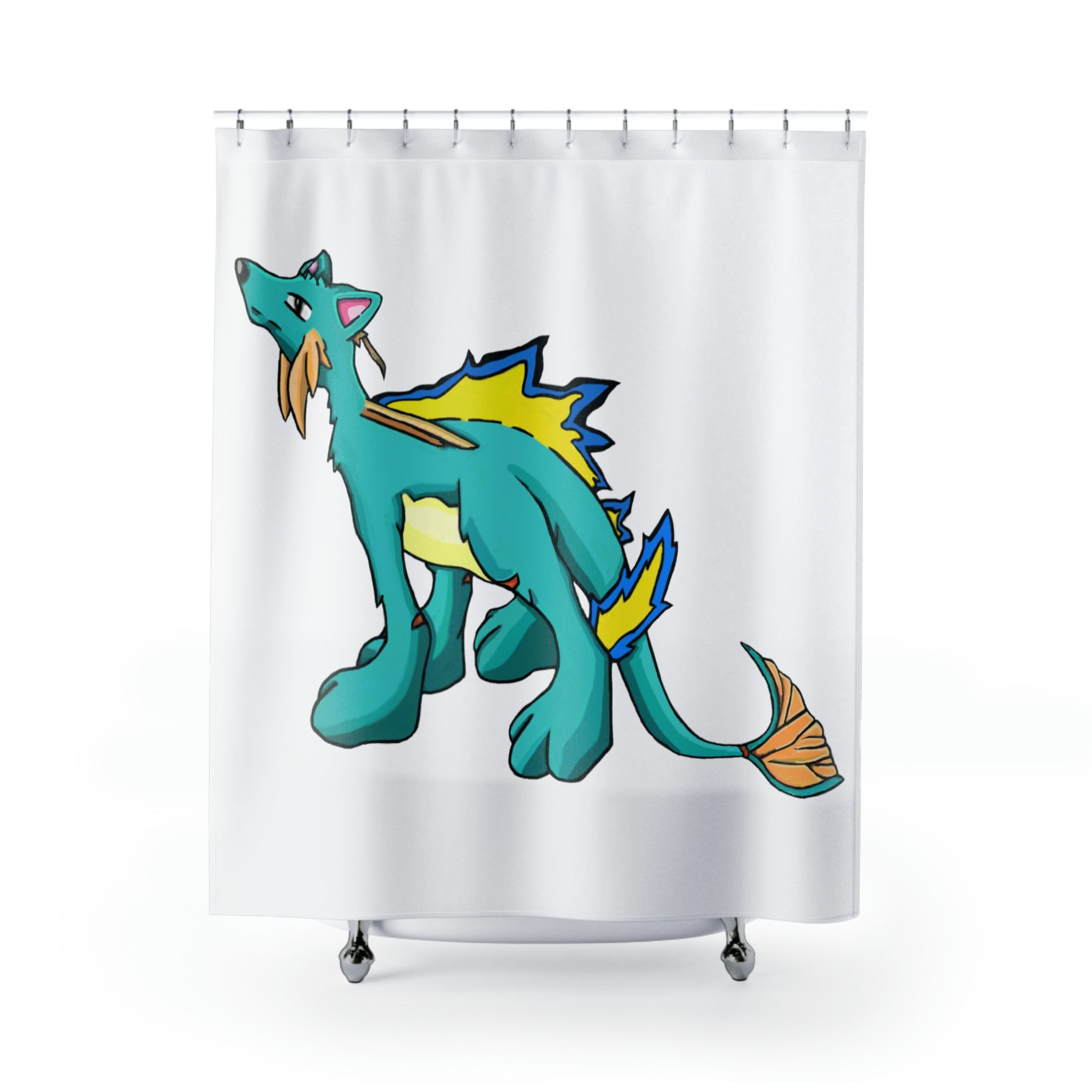 Duldi Shower Curtain featuring vibrant custom designs on durable polyester fabric, enhancing bathroom decor.