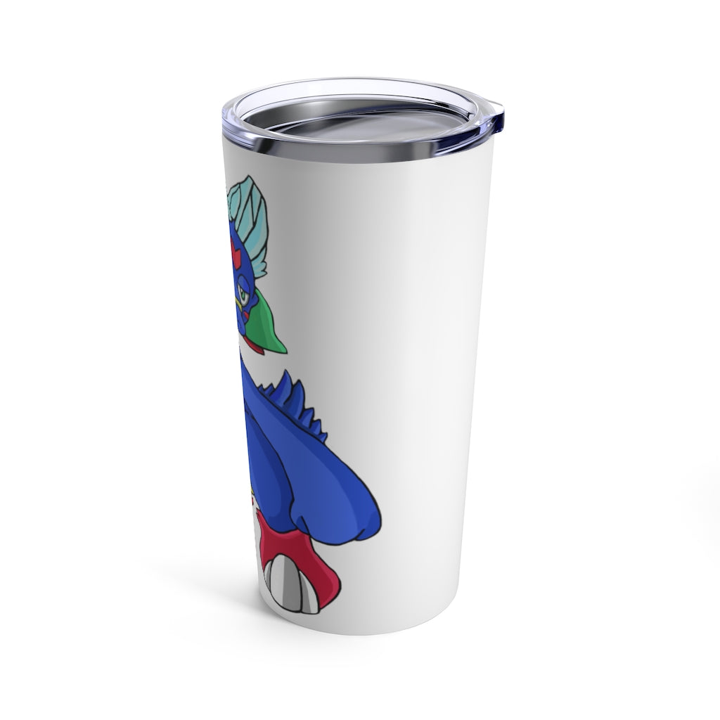 Duldi Tumbler 20oz in stainless steel with a see-thru plastic lid, showcasing its sleek design and rounded corners.