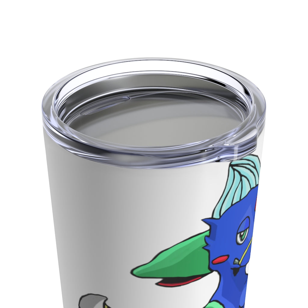 Duldi Tumbler 20oz in stainless steel with a see-thru plastic lid, showcasing its sleek design and rounded corners.