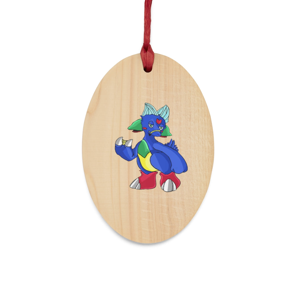 Duldi Wooden Christmas Ornaments in various whimsical shapes with red ribbons, showcasing rustic wooden design and magnetic backs.