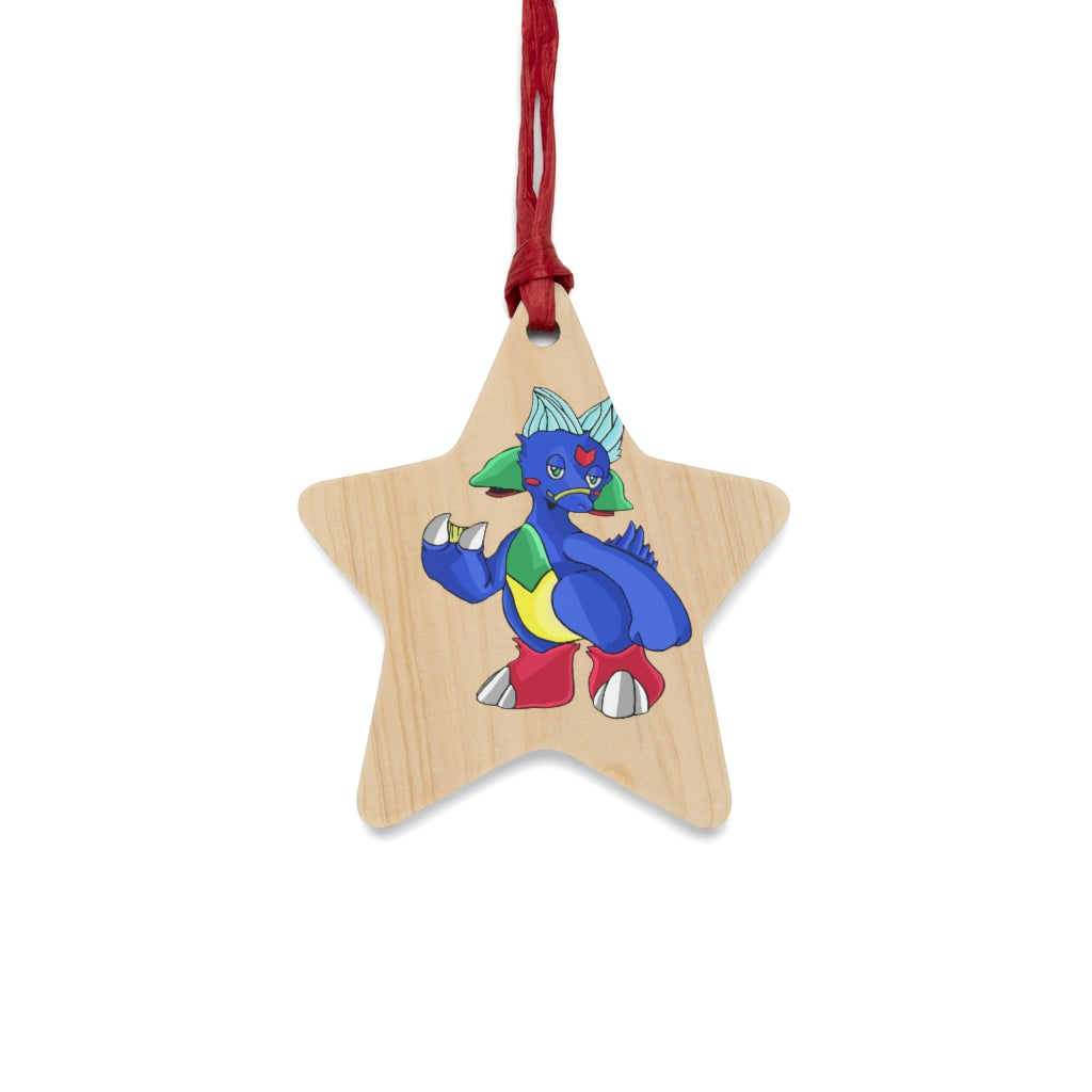 Duldi Wooden Christmas Ornaments in various whimsical shapes with red ribbons, showcasing rustic wooden design and magnetic backs.