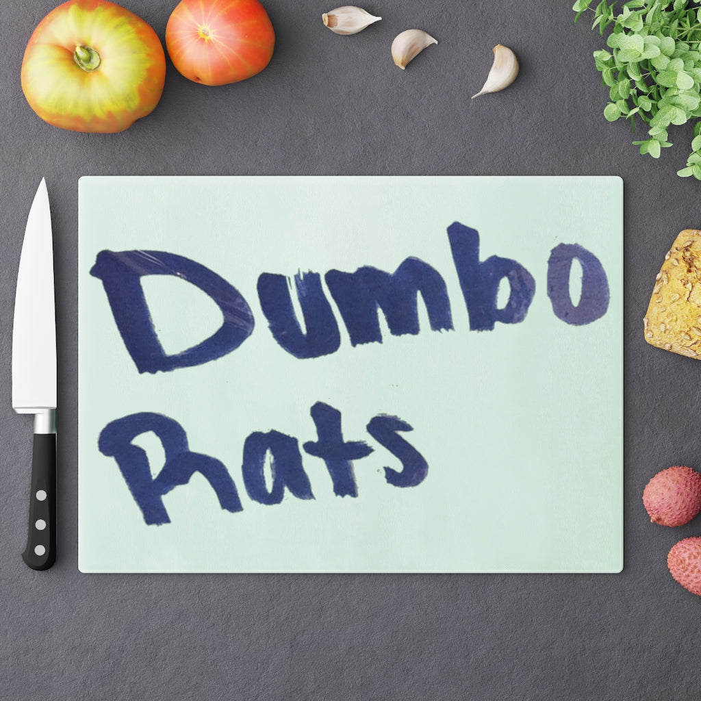 Dumbo Rats Cutting Board made of tempered glass with rubber dots for stability, featuring a whimsical design.