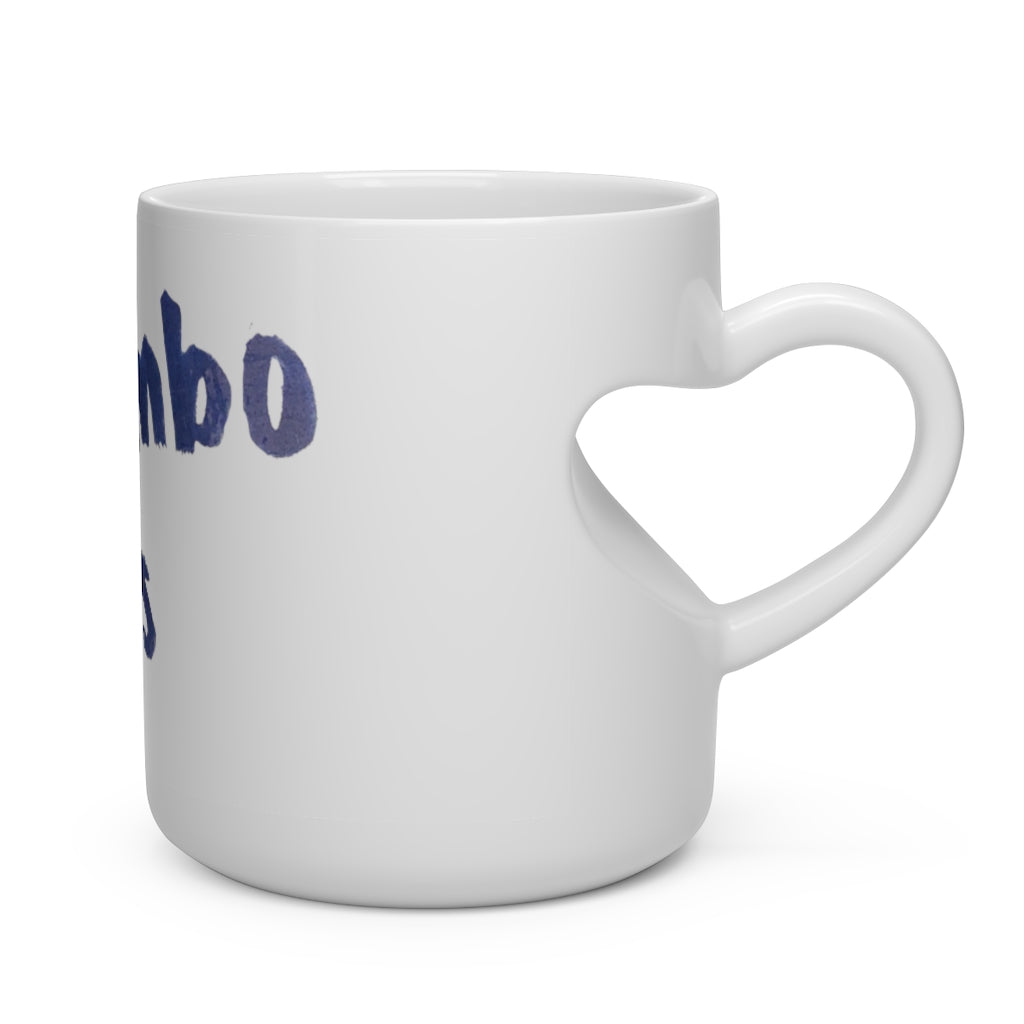 Dumbo Rats Heart Shape Mug with a heart-shaped handle, white ceramic, 11oz capacity, perfect for hot beverages.