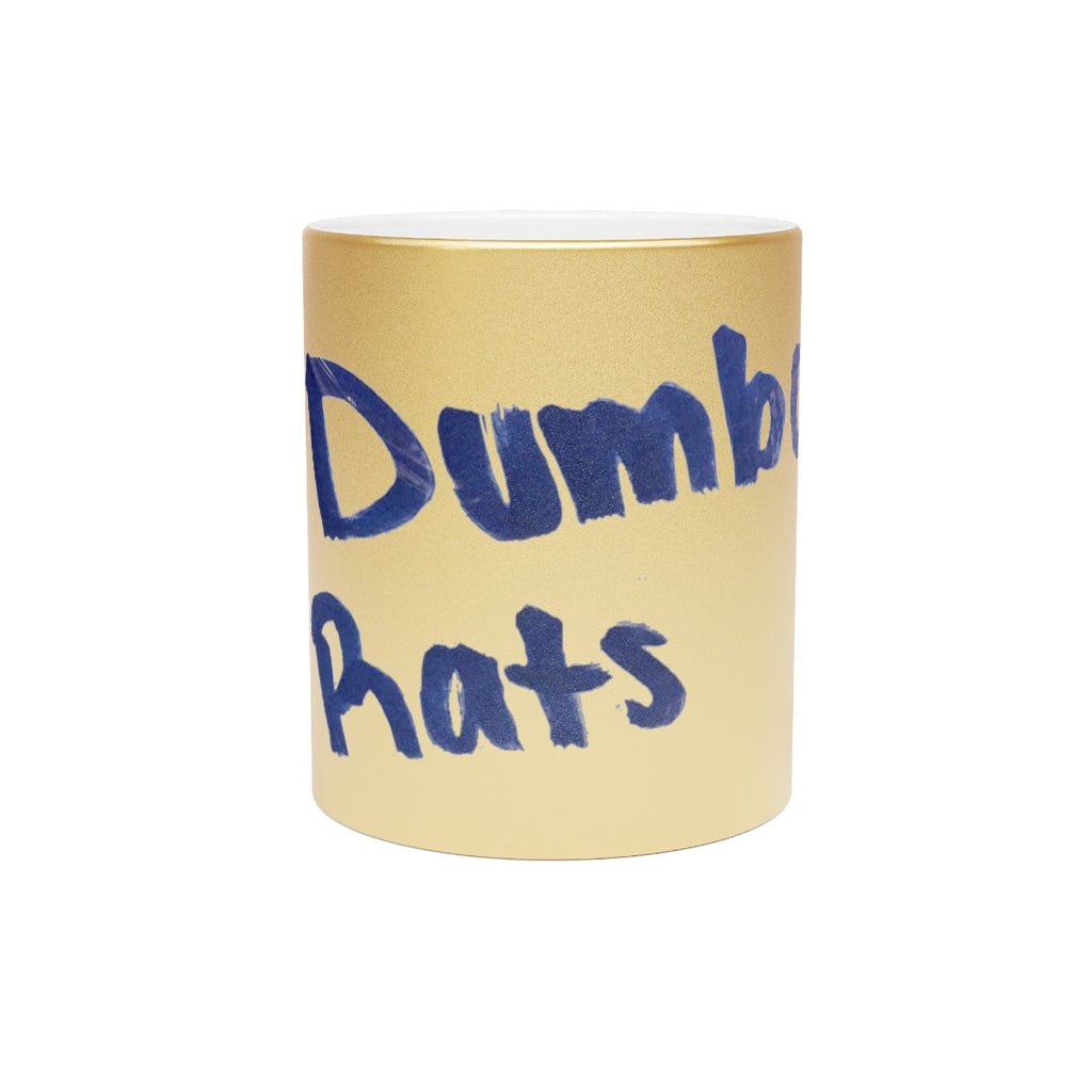 Dumbo Rats Metallic Mug in silver and gold finishes, showcasing personalized designs and a comfortable C-handle.