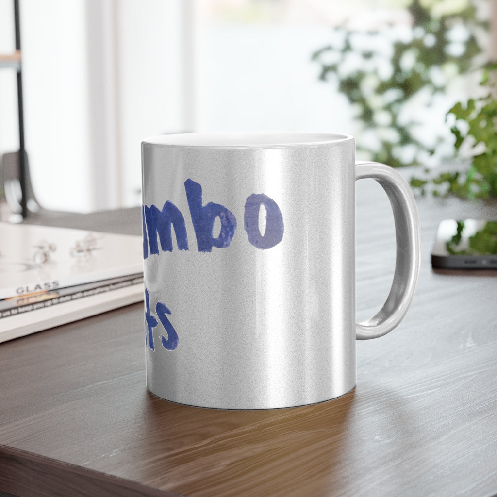 Dumbo Rats Metallic Mug in silver and gold finishes, showcasing personalized designs and a comfortable C-handle.