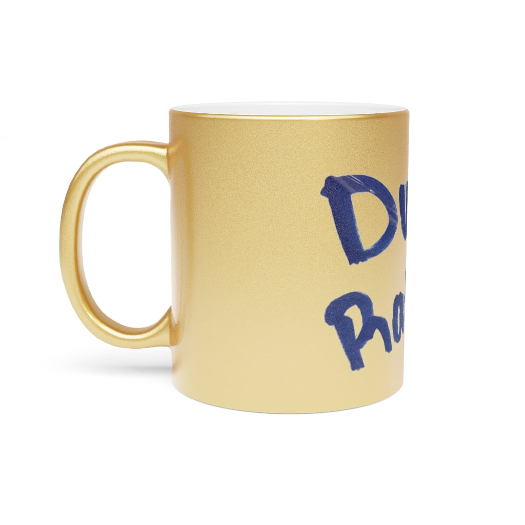 Dumbo Rats Metallic Mug in silver and gold finishes, showcasing personalized designs and a comfortable C-handle.