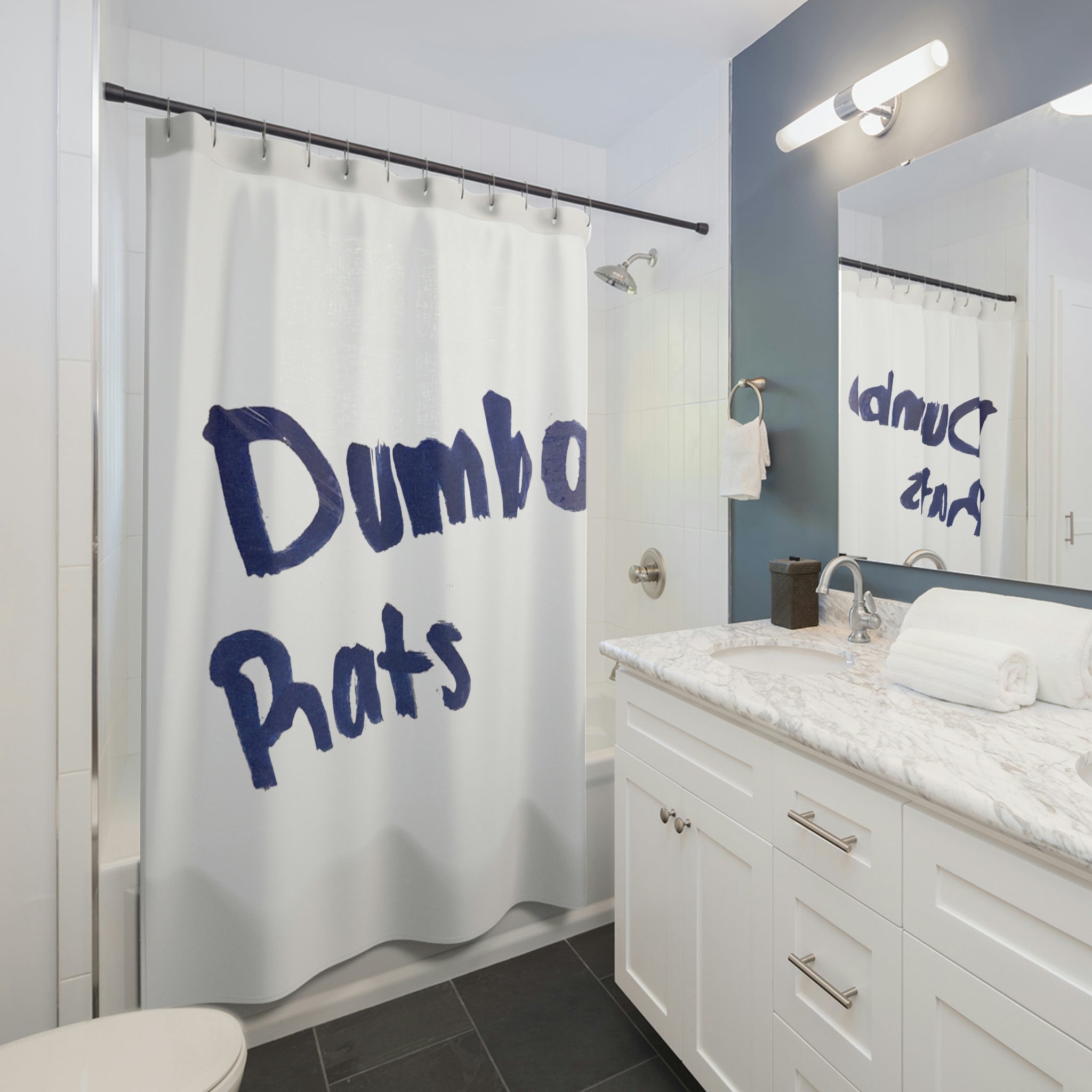 Dumbo Rats Shower Curtain featuring a vibrant and whimsical design, made from durable polyester material.