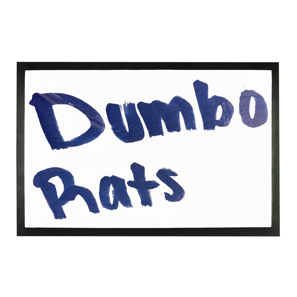 Dumbo Rats Sublimation Doormat featuring a whimsical design on a durable rubber base, perfect for home entryways.