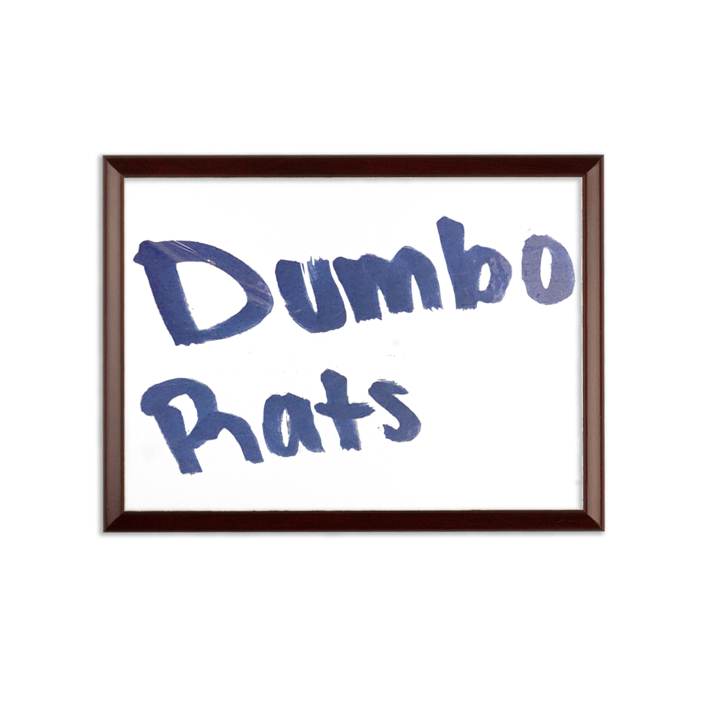 Dumbo Rats sublimation wall plaque with a brown wooden frame and white printable surface, showcasing customizable design options.