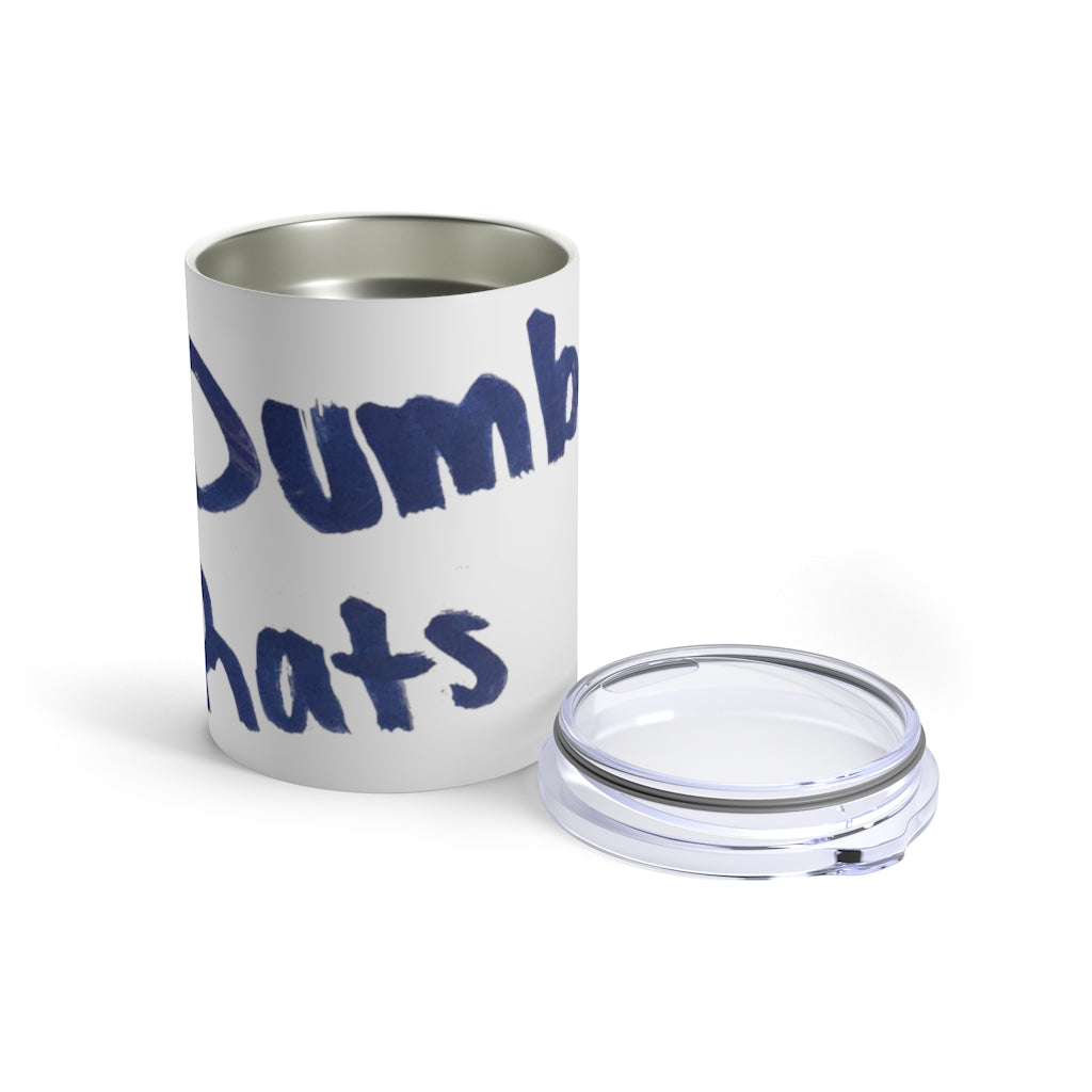 Dumbo Rats Tumbler 10oz in stainless steel with a see-thru plastic lid, showcasing its sleek design and rounded corners.