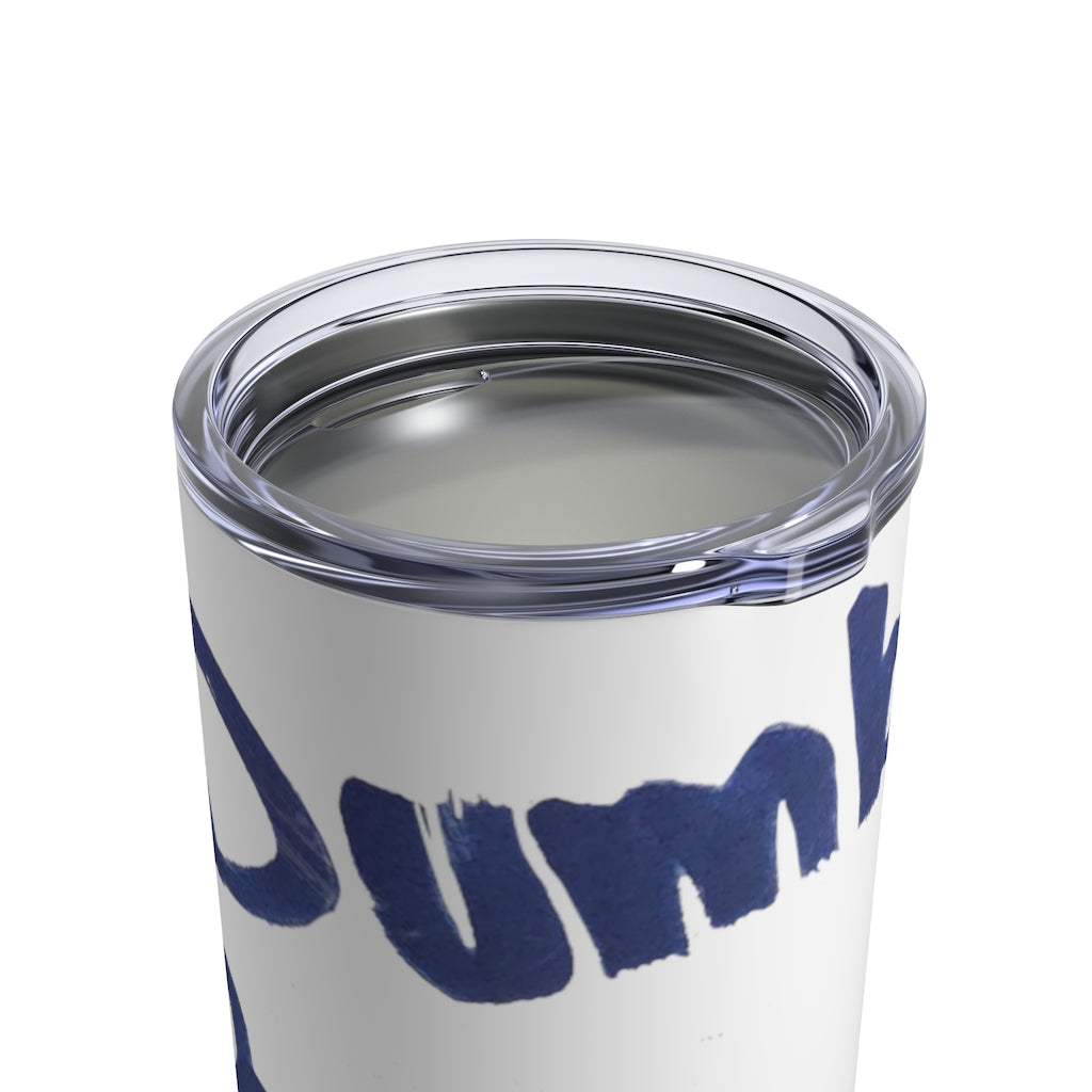 Dumbo Rats Tumbler 10oz in stainless steel with a see-thru plastic lid, showcasing its sleek design and rounded corners.