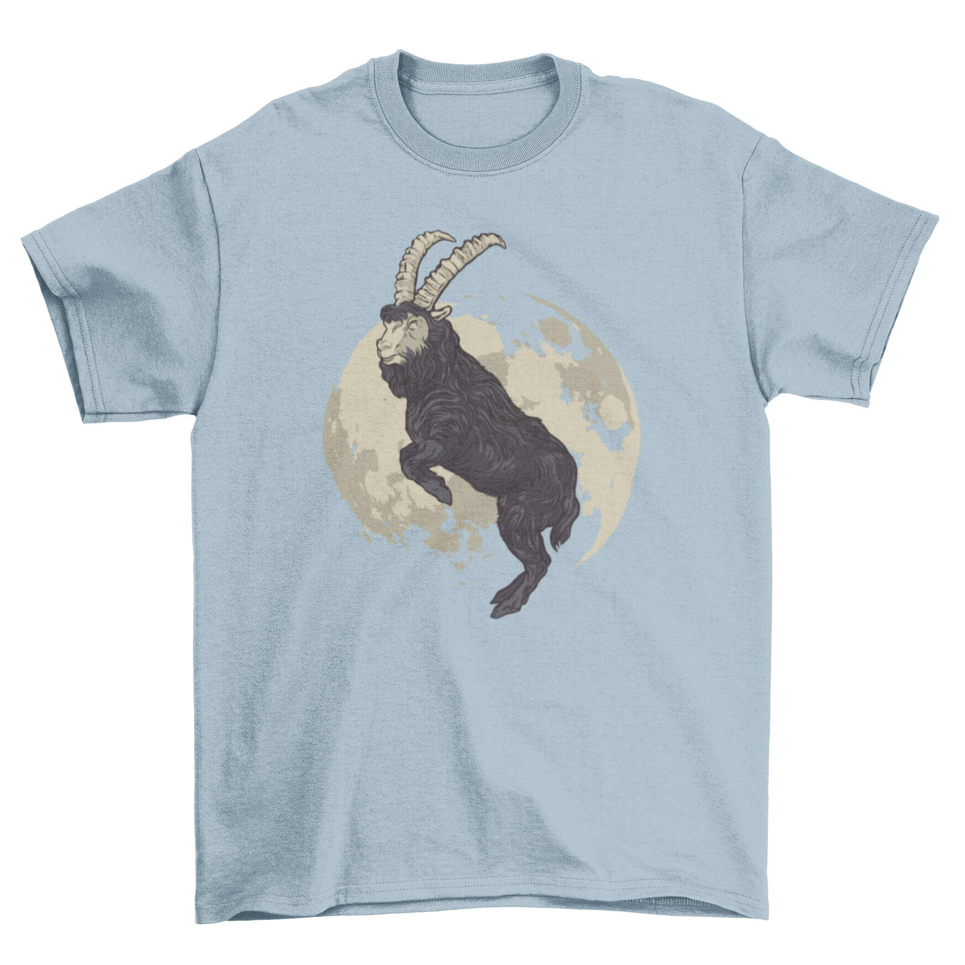 A stylish duotone goat t-shirt featuring a modern goat illustration in vibrant colors.