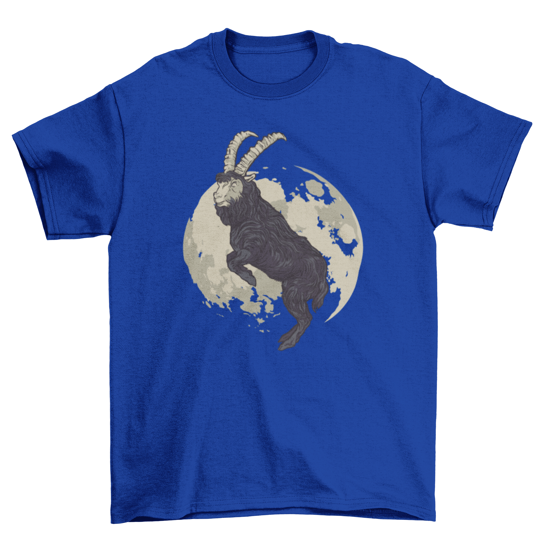 A stylish duotone goat t-shirt featuring a modern goat illustration in vibrant colors.