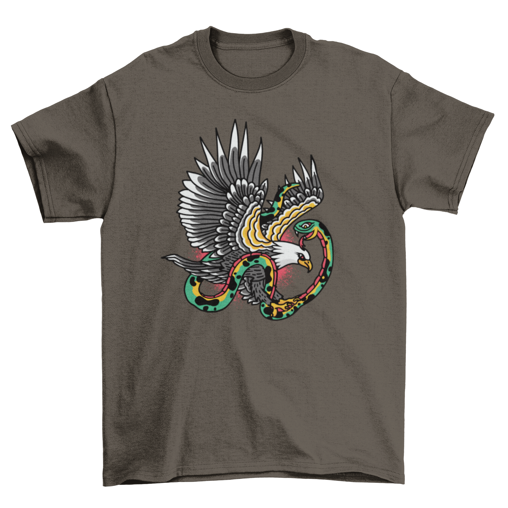 Eagle Snake Tattoo T-Shirt featuring a detailed tattoo-style illustration of an eagle and a snake intertwined.