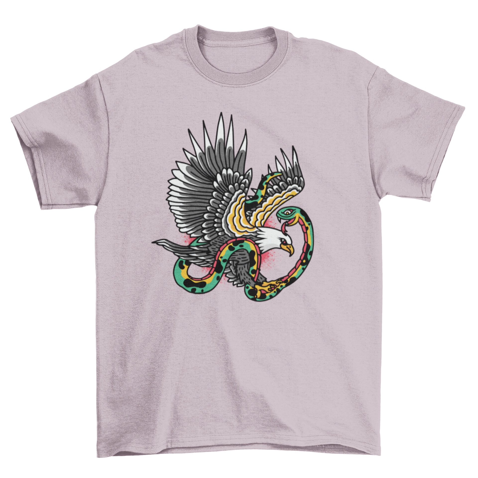 Eagle Snake Tattoo T-Shirt featuring a detailed tattoo-style illustration of an eagle and a snake intertwined.