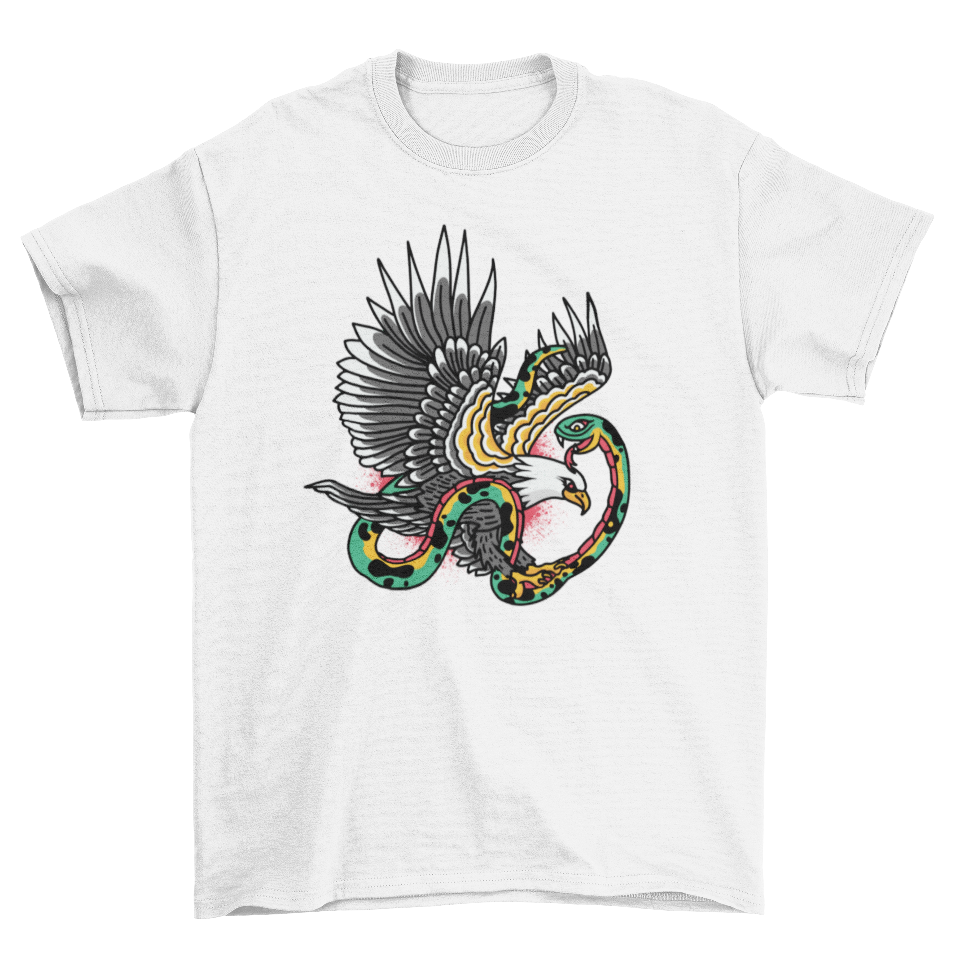 Eagle Snake Tattoo T-Shirt featuring a detailed tattoo-style illustration of an eagle and a snake intertwined.