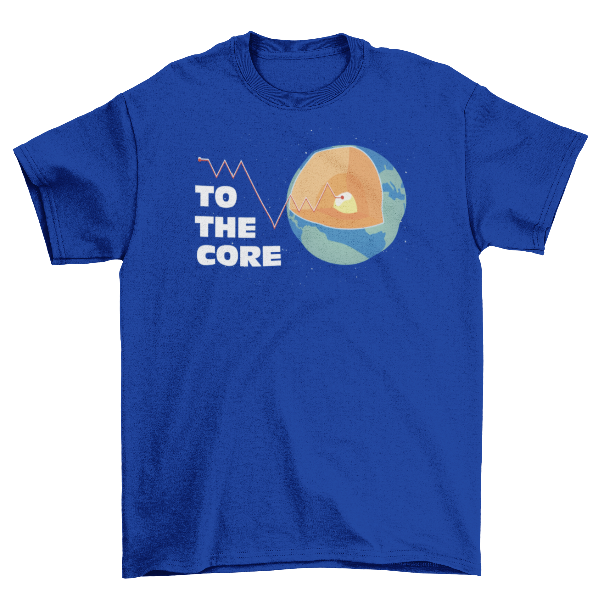 Earth Core T-Shirt featuring an open earth illustration and the quote 'To the core'.