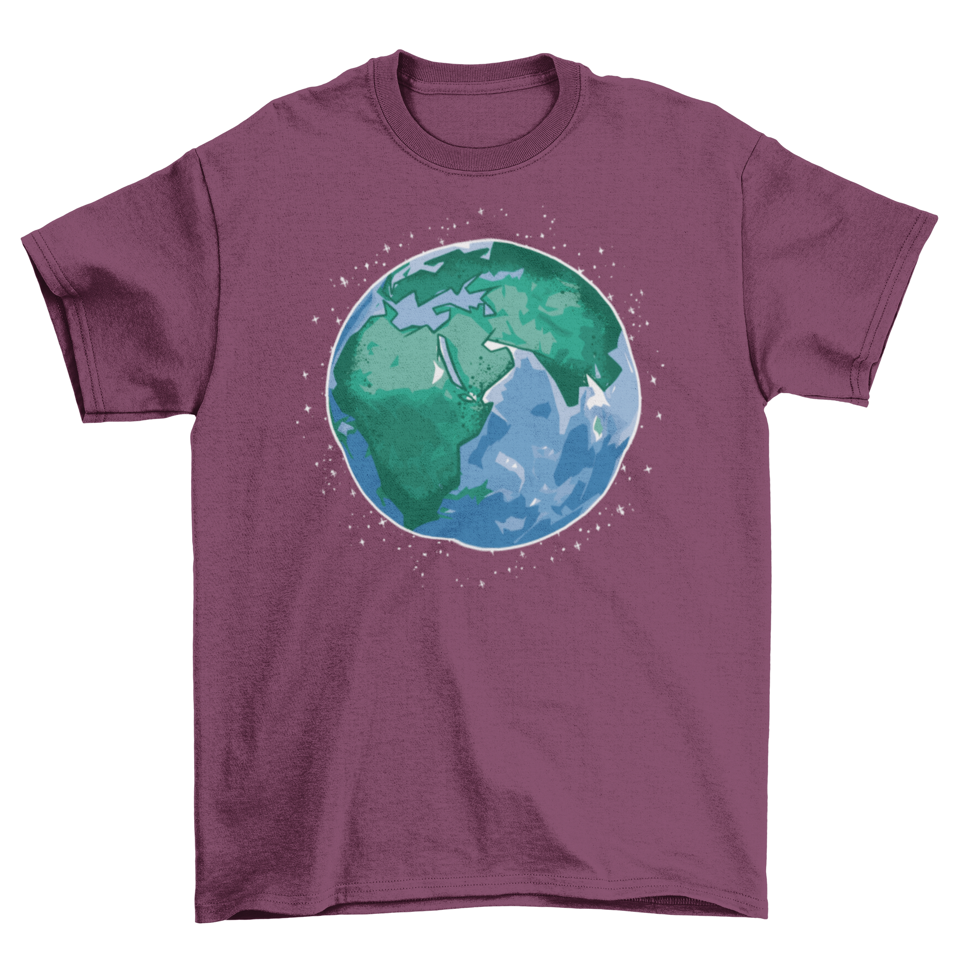 Earth Illustration T-shirt featuring a vibrant design of Planet Earth on a soft fabric background.