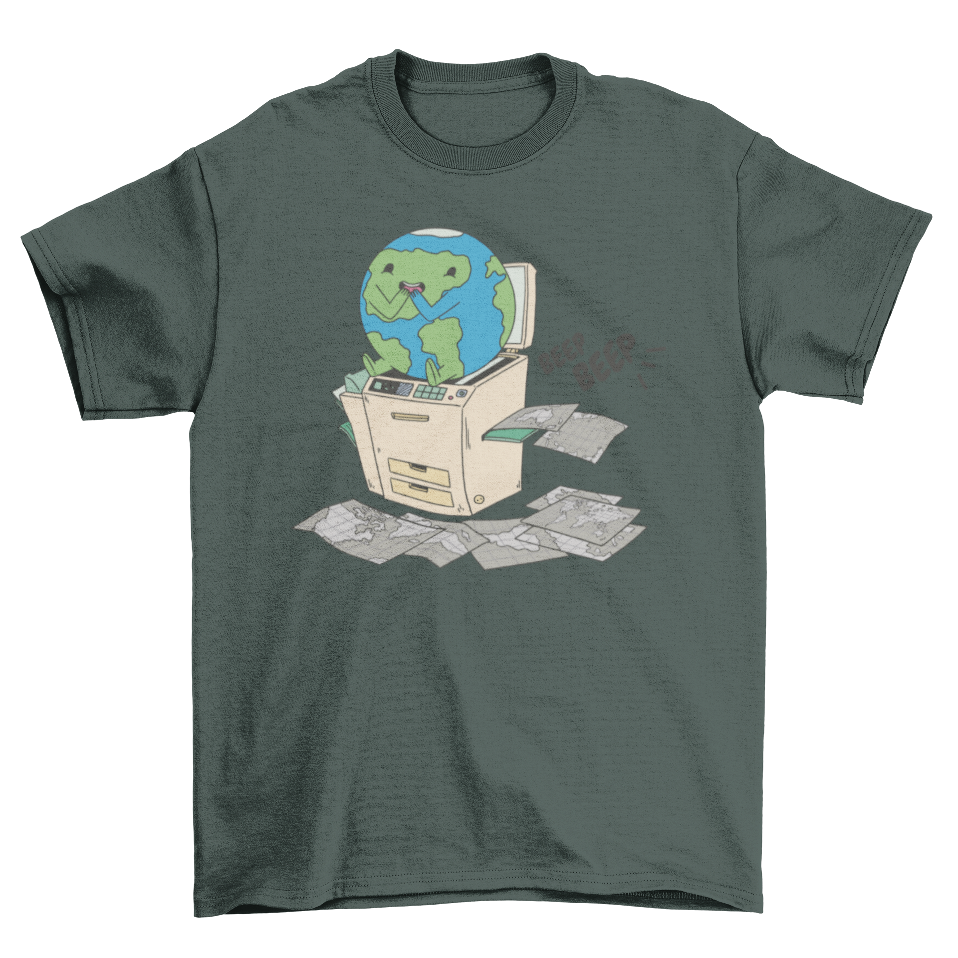 Earth Scanner Copy T-Shirt featuring a graphic of Earth in a copy machine.