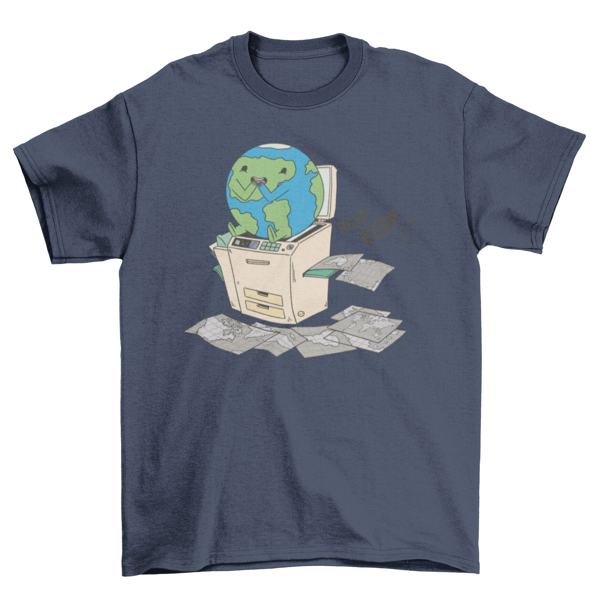 Earth Scanner Copy T-Shirt featuring a graphic of Earth in a copy machine.