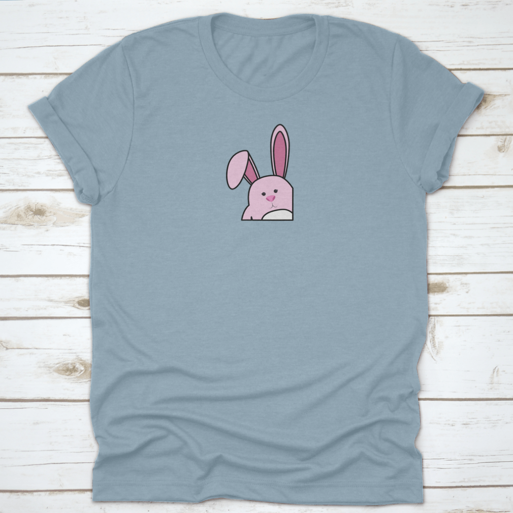 Easter Bunny Shy Mood T-Shirt featuring a cute bunny design, made from soft cotton fabric, perfect for Easter celebrations.