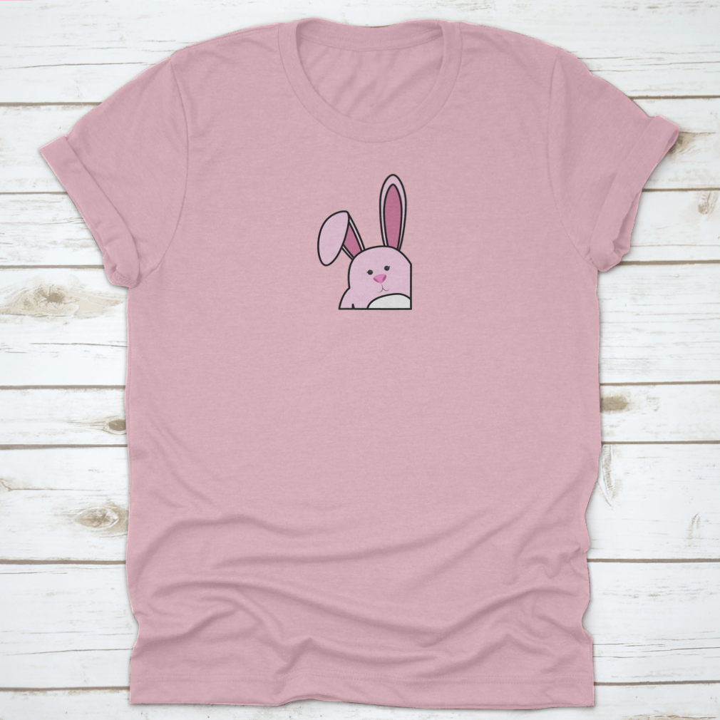 Easter Bunny Shy Mood T-Shirt featuring a cute bunny design, made from soft cotton fabric, perfect for Easter celebrations.