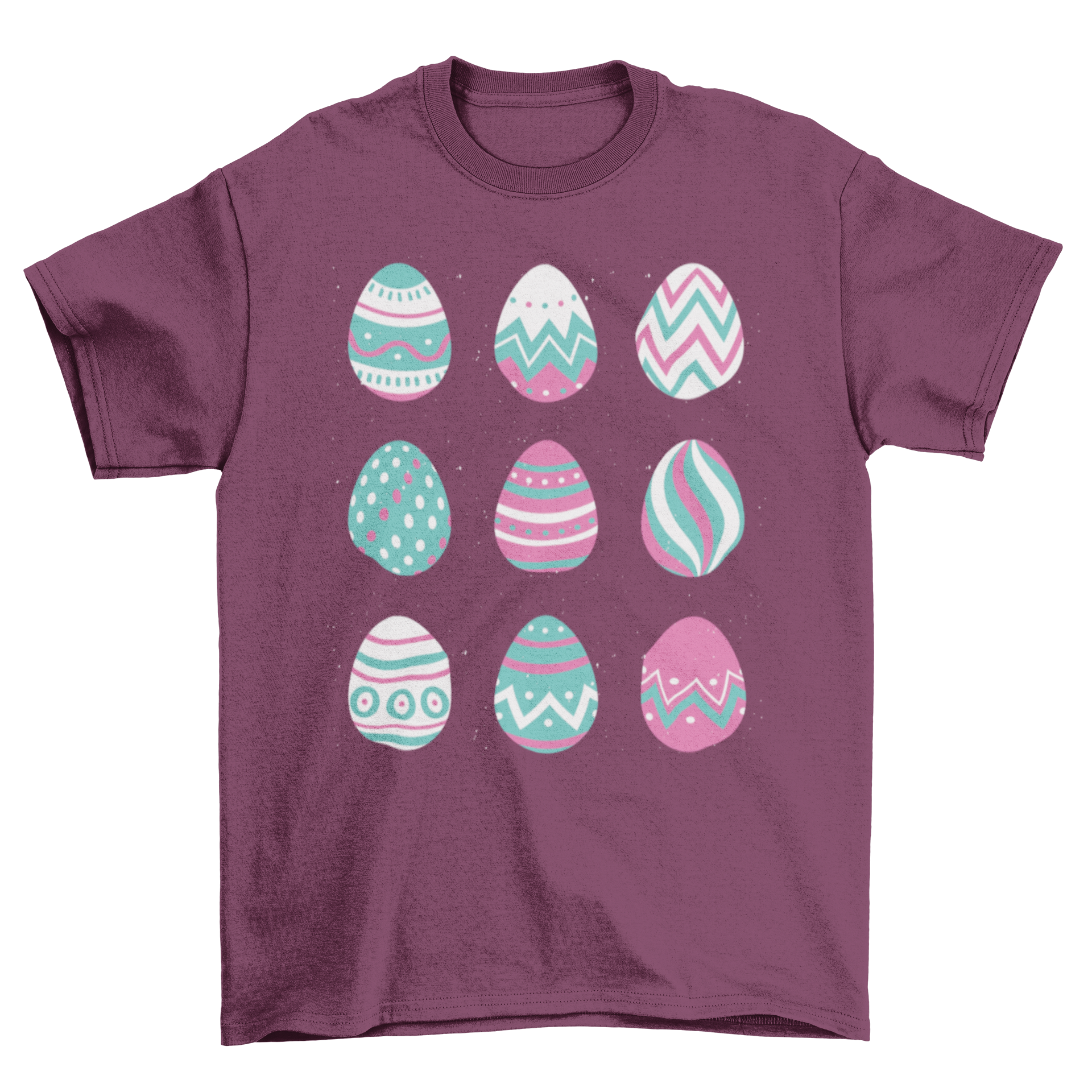 Easter Egg T-shirt featuring 9 colorful decorated eggs illustration.