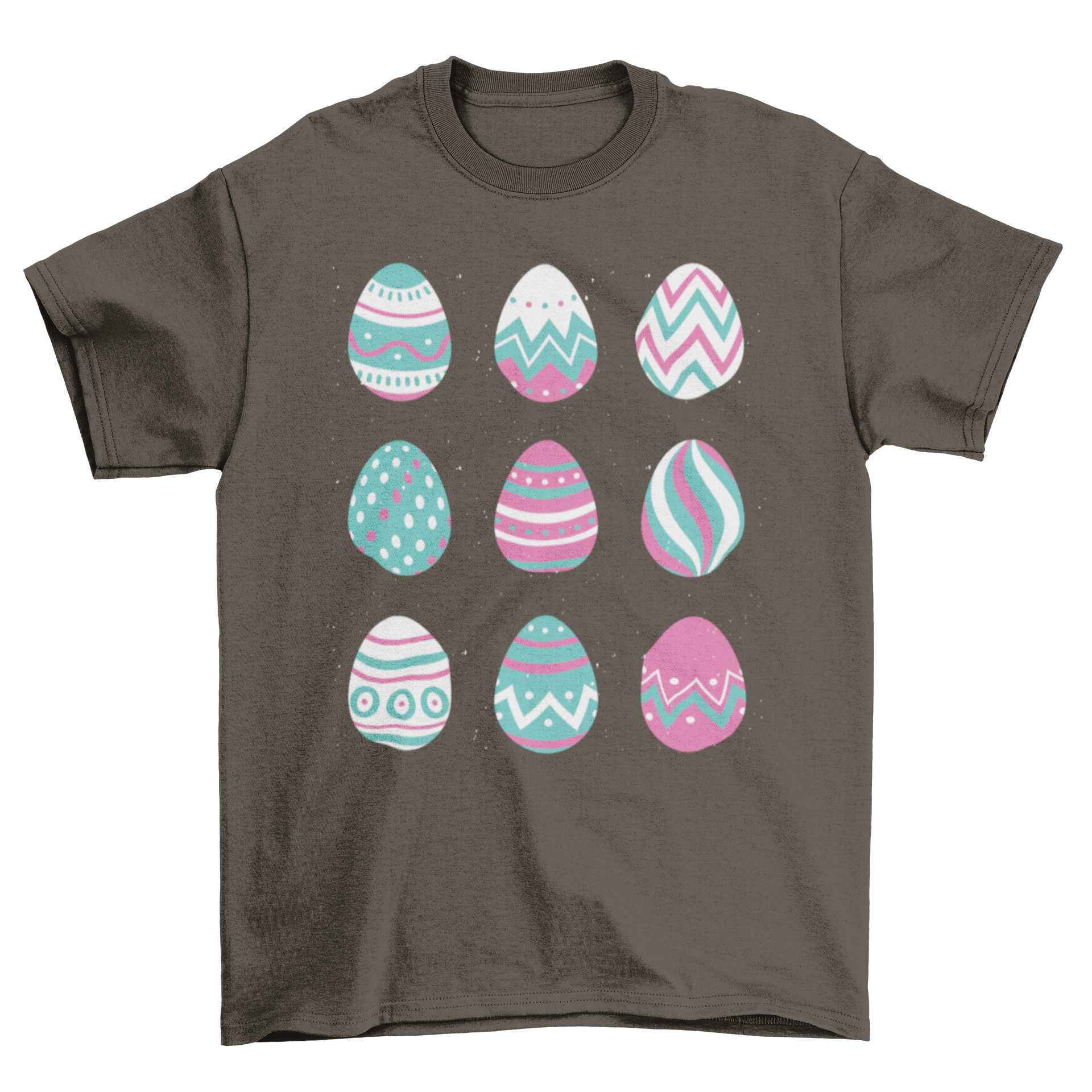 Easter Egg T-shirt featuring 9 colorful decorated eggs illustration.