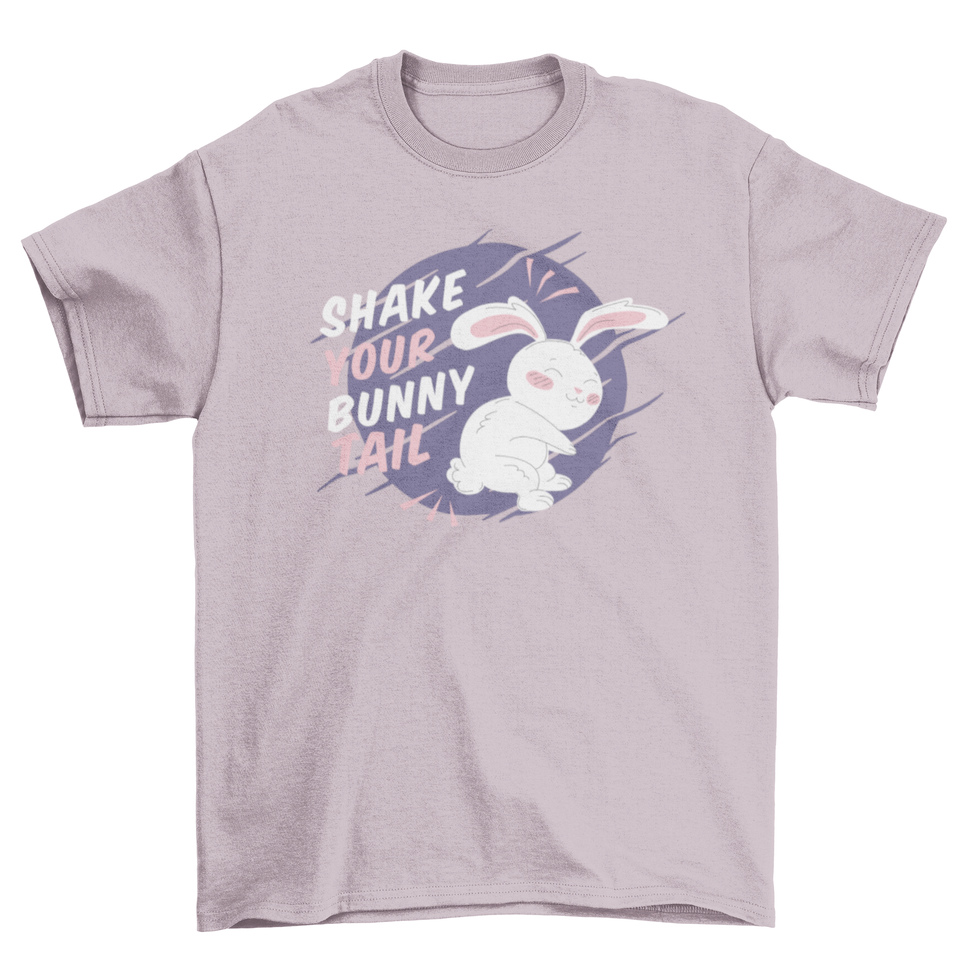 Easter Rabbit Quote T-shirt featuring a cute cartoon rabbit and the quote SHAKE YOUR BUNNY TAIL.