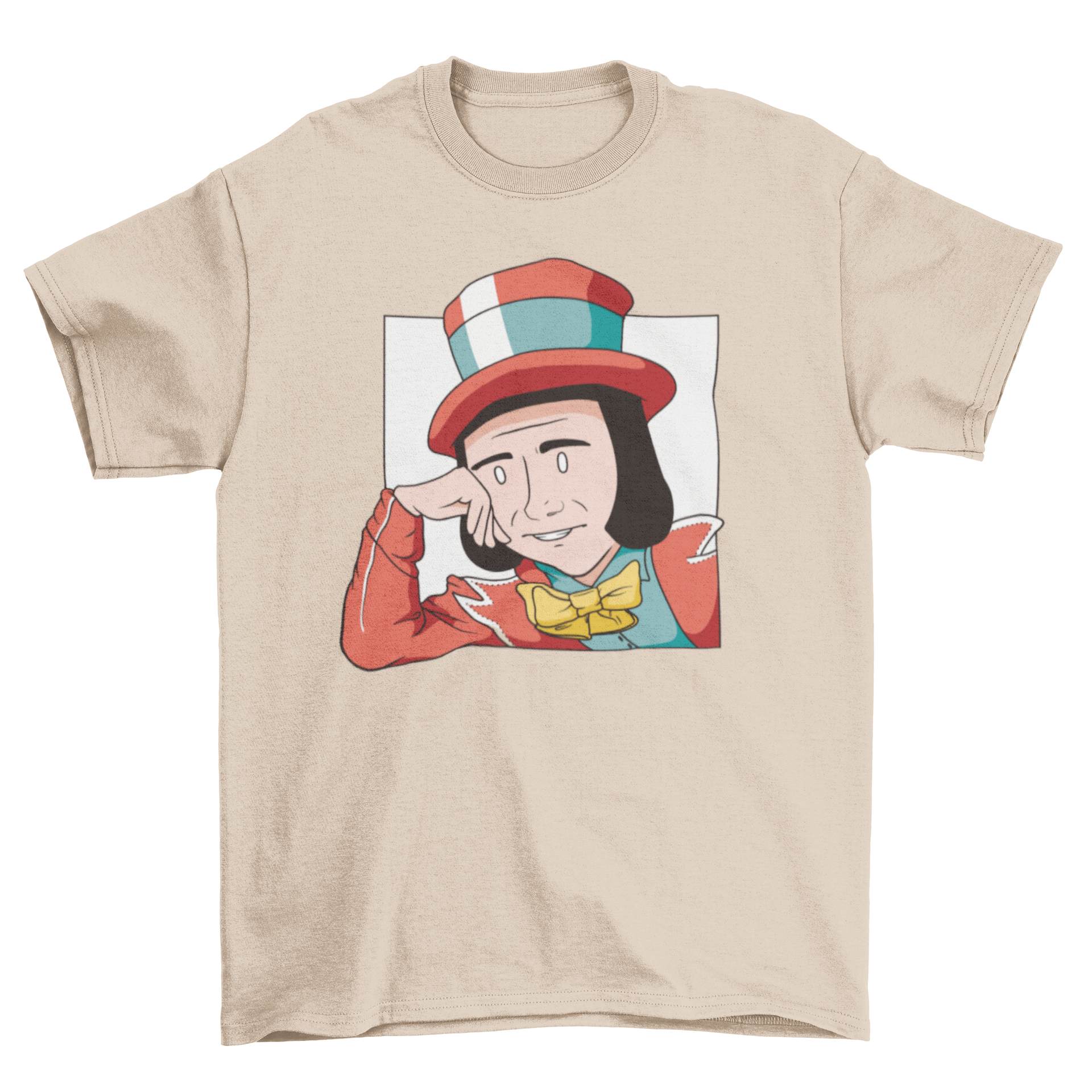 Eccentric Man Meme Cartoon T-shirt featuring a colorful cartoon character design, perfect for casual wear.