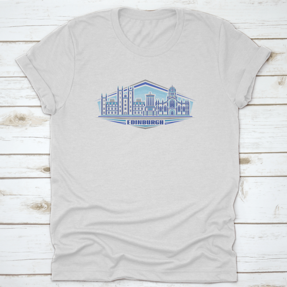 Edinburgh Horizontal Logo T-shirt featuring a stylish linear design, made from 100% cotton for comfort and durability.