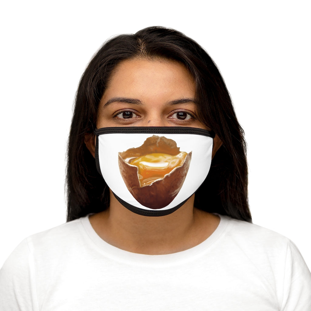 Egg Mixed-Fabric Face Mask featuring a black outer edge and earloops, with a stylish design suitable for everyday use.