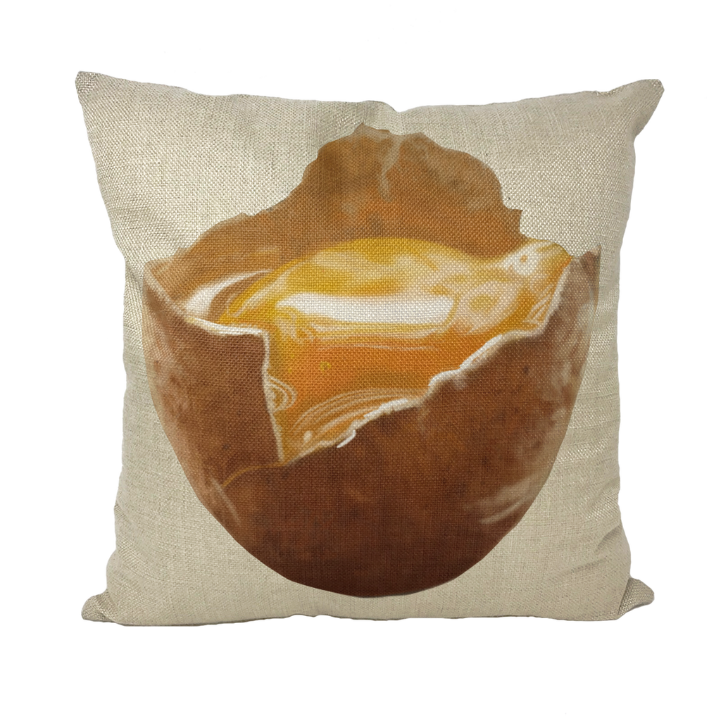 Stylish Egg Throw Pillows in various materials including linen, canvas, and suede, showcasing vibrant designs and a cozy aesthetic.