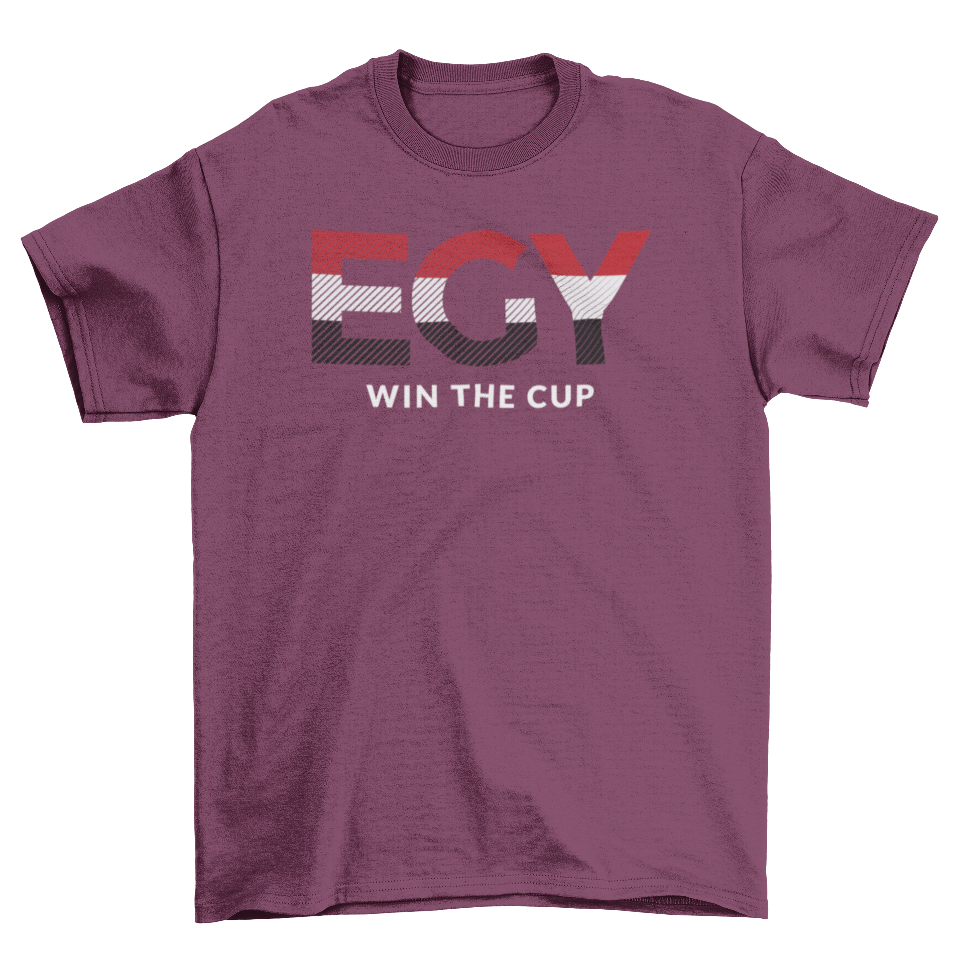 Egypt World Cup t-shirt featuring EGY letters and the Egypt flag design with a win the cup caption.