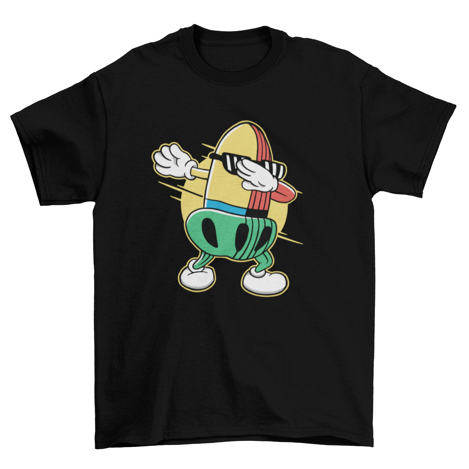 Eichel dabbing t-shirt featuring a playful acorn illustration in a vibrant design.