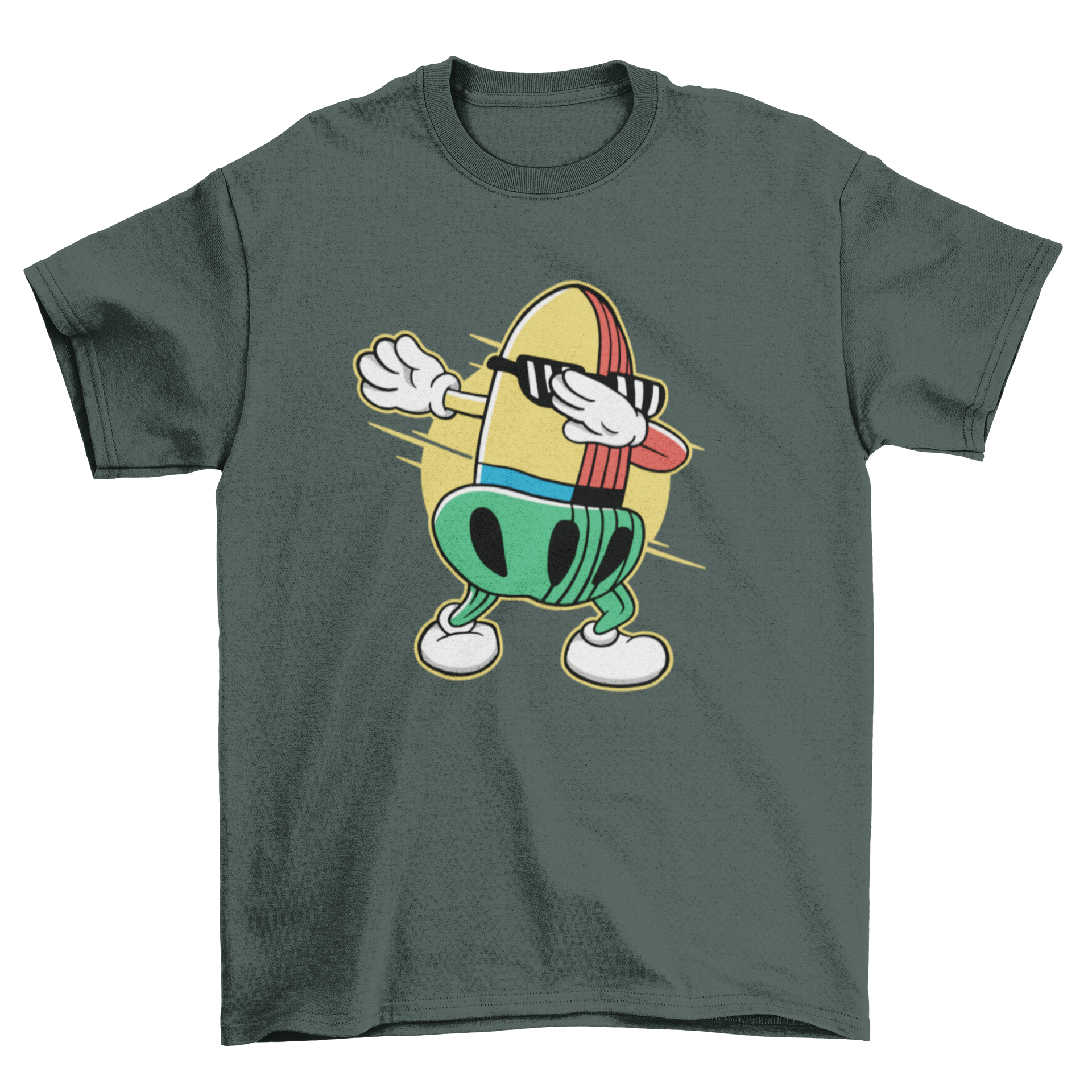 Eichel dabbing t-shirt featuring a playful acorn illustration in a vibrant design.