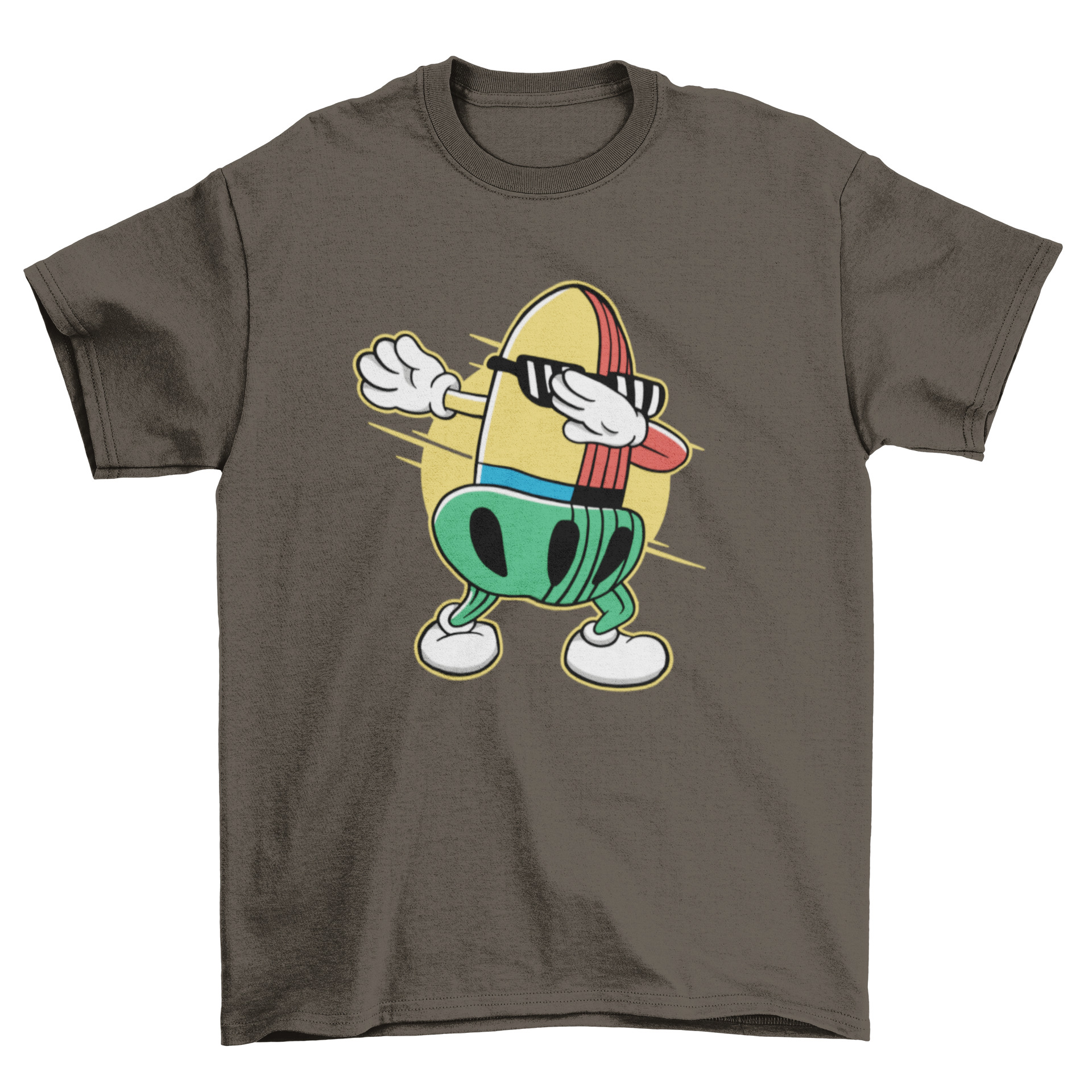 Eichel dabbing t-shirt featuring a playful acorn illustration in a vibrant design.