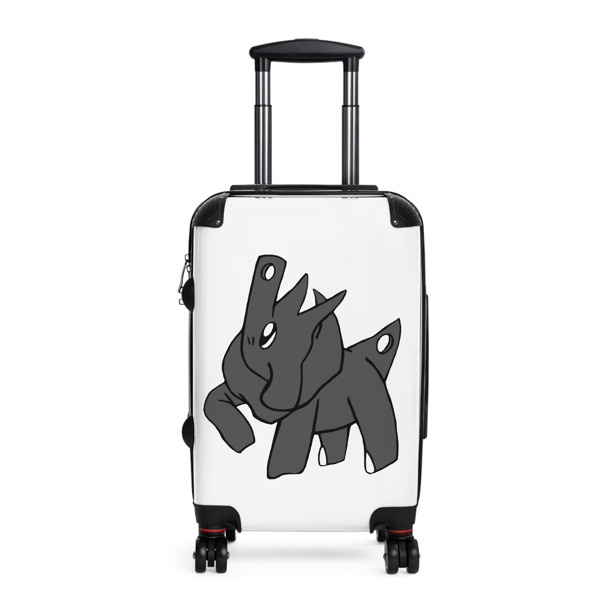 Electron Cabin Suitcase featuring a personalized design, lightweight polycarbonate front, and ABS back, with adjustable handle and 360° swivel wheels.