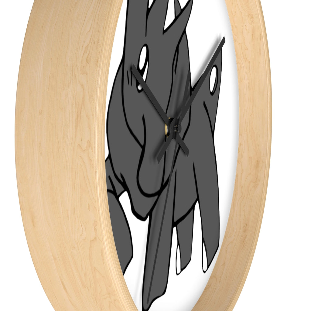 Electron Wall Clock with wooden frame and plexiglass face, showcasing a modern design suitable for indoor decor.