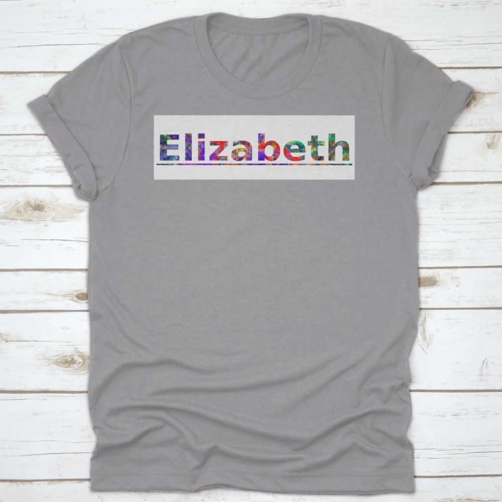 Colorful typography t-shirt featuring Elizabeth A City Name in New Jersey, made from 100% cotton with a classic fit.