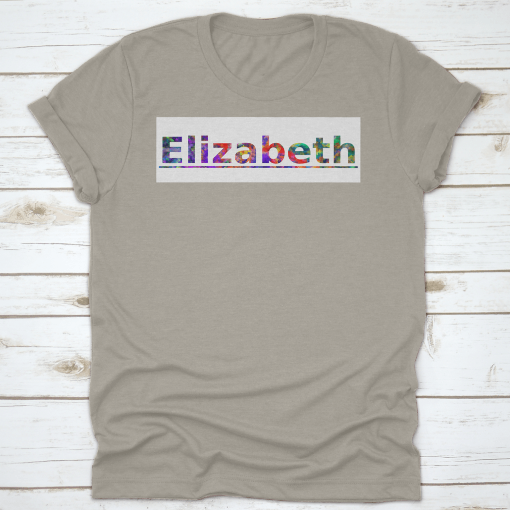 Colorful typography t-shirt featuring Elizabeth A City Name in New Jersey, made from 100% cotton with a classic fit.