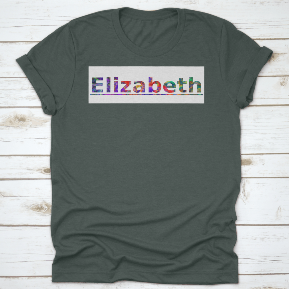 Colorful typography t-shirt featuring Elizabeth A City Name in New Jersey, made from 100% cotton with a classic fit.